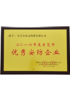 2016年度東莞市優(yōu)秀安防企業(yè)